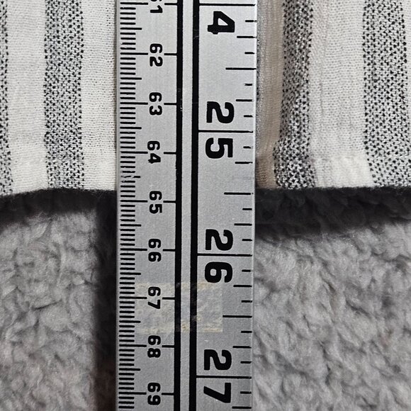 Striped White & Gray Button-Tab Sleeve V-Neck Tunic Top By Faith And Joy XL - Picture 5 of 11